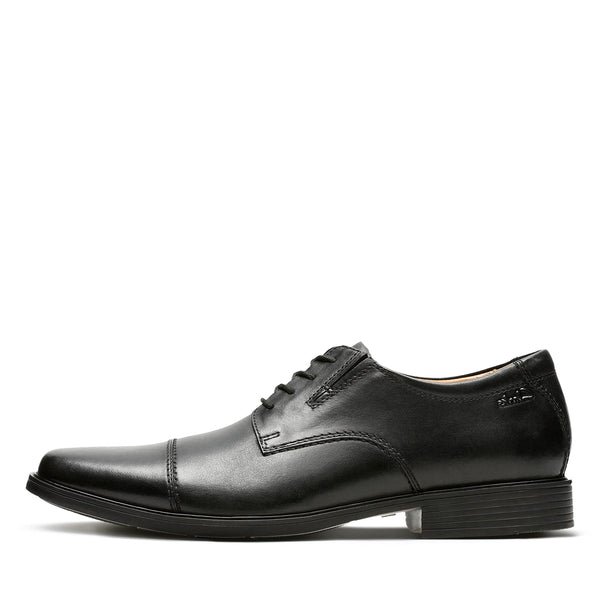 Clarks Men's Tilden Cap Oxford, Black Leather, 9.5