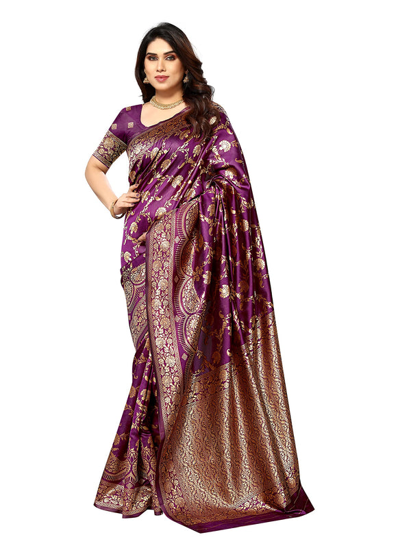 Sidhidata Women's Kanjivaram Banarasi Jacquard Silk Saree With Blouse Piece (Silk Hanuman Jamli_Jamli_Free Size)